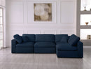 Serene Navy Linen Fabric Deluxe Cloud Modular Sectional