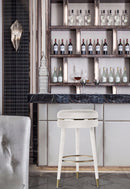 Coral Cream Velvet Bar Stool