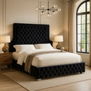 Sedona Black Velvet Queen Bed