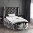 Luxus Grey Velvet Twin Bed (3 Boxes)