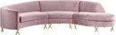 Serpentine Pink Velvet 3pc. Sectional