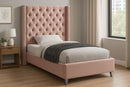 Aiden Pink Velvet Twin Bed