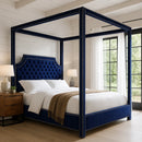Rowan Navy Velvet King Bed (3 Boxes)