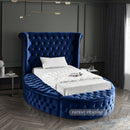 Luxus Navy Velvet Twin Bed (3 Boxes)