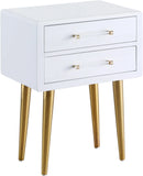 Zane White Laquer with Gold Side Table