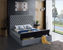 Bliss Grey Velvet Queen Bed (3 Boxes)