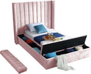 Kiki Pink Velvet Twin Bed (3 Boxes)