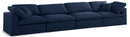 Serene Navy Linen Fabric Deluxe Cloud Modular Sofa