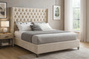 Aiden Cream Velvet Queen Bed