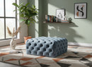 Ariel Sky Blue Velvet Ottoman/Bench