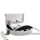 Luxus Cream Velvet Queen Bed (3 Boxes)