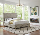Savan Cream Velvet Queen Bed