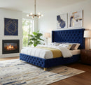 Savan Navy Velvet King Bed