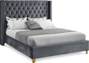 Barolo Grey Velvet Queen Bed