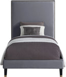 Harlie Grey Velvet Twin Bed