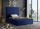 Bliss Navy Velvet Twin Bed (3 Boxes)