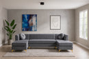 Graham Grey Velvet 3pc. Sectional