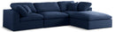 Serene Navy Linen Fabric Deluxe Cloud Modular Sectional
