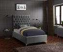 Cruz Grey Velvet Twin Bed