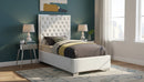 Lexi White Velvet Twin Bed