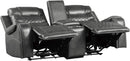 Putnam Power Double Reclining Loveseat in Gray 9405GY-2PW