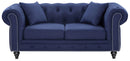 Chesterfield Navy Linen Loveseat