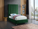 Via Green Velvet Twin Bed