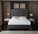 Eclipse Grey Velvet Queen Bed