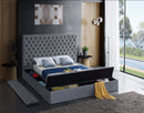 Bliss Grey Velvet Queen Bed (3 Boxes)