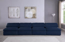 Serene Navy Linen Fabric Deluxe Cloud Modular Armless Sofa