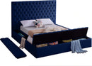 Bliss Navy Velvet Queen Bed (3 Boxes)