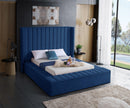 Kiki Navy Velvet Queen Bed (3 Boxes)