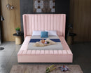 Kiki Pink Velvet Queen Bed (3 Boxes)