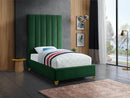Via Green Velvet Twin Bed