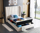 Kiki Cream Velvet Twin Bed (3 Boxes)
