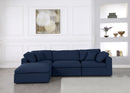 Serene Navy Linen Fabric Deluxe Cloud Modular Sectional