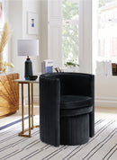 Selena Black Velvet Accent Chair and Ottoman Set