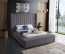 Kiki Grey Velvet King Bed (3 Boxes)