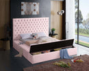 Bliss Pink Velvet Queen Bed (3 Boxes)