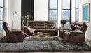 Aashi Brown Leather-Gel Match Sofa (Motion)