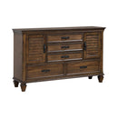 Franco Burnished Oak Five-Drawer Dresser With Two Louvered Doors - Legacy Furniture - NY