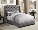 Pissarro Transitional Upholstered Grey and Chocolate Eastern King Bed - Legacy Furniture - NY