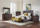 Pissarro Transitional Upholstered Grey and Chocolate Queen Bed - Legacy Furniture - NY