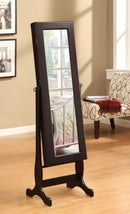 Transitional Cappuccino Cheval Mirror and Jewelry Armoire - Legacy Furniture - NY