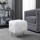 White Faux Sheepskin Ottoman - Legacy Furniture - NY